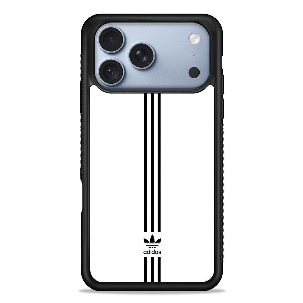 Adidas White Three Lines iPhone 18 Pro Case - iPhone 18 Pro Silicone Case
