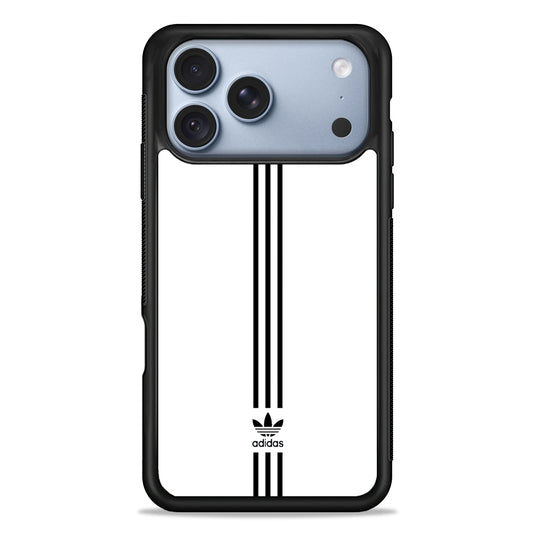 Adidas White Three Lines iPhone 18 Pro Case - iPhone 18 Pro Silicone Case