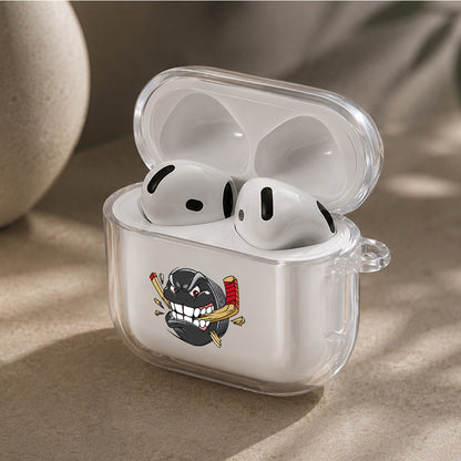 Hockey Ice Puck Angry Protective Apple Airpods 4 Clear Case - Durable Clear Protection