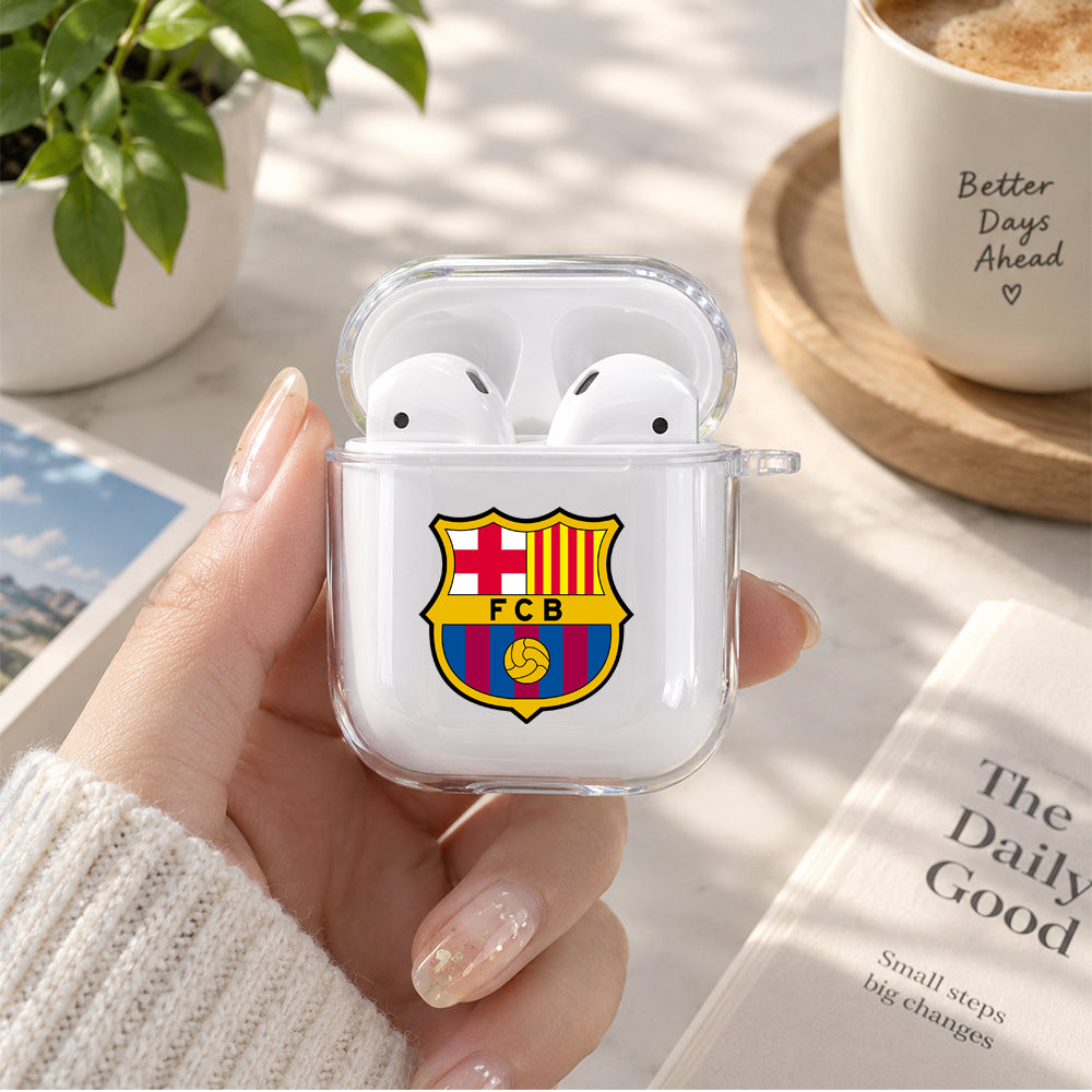 FC Barcelona Logo Protective Clear Case Cover For Apple Airpods | Soft Silicone AirPods 1 / 2 Case | Protective Cover