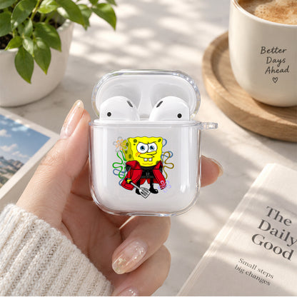 Spongebob Spatulaman Protective Clear Case Cover For Apple Airpods | Soft Silicone AirPods 1 / 2 Case | Protective Cover