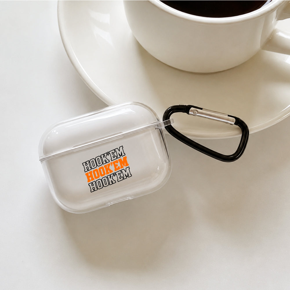 Texas Longhorns Hook Em Protective Apple AirPods Pro 3 Clear Case | Shockproof Cover
