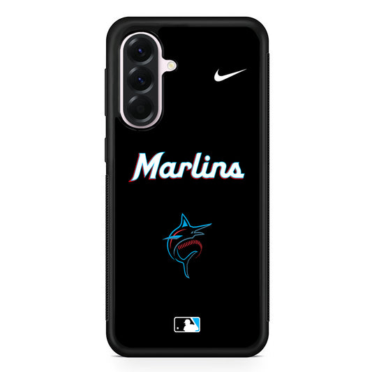 MLB Miami Marlins Black Nike Samsung Galaxy A56 Case | Samsung Galaxy A56 Protective Rubber Case
