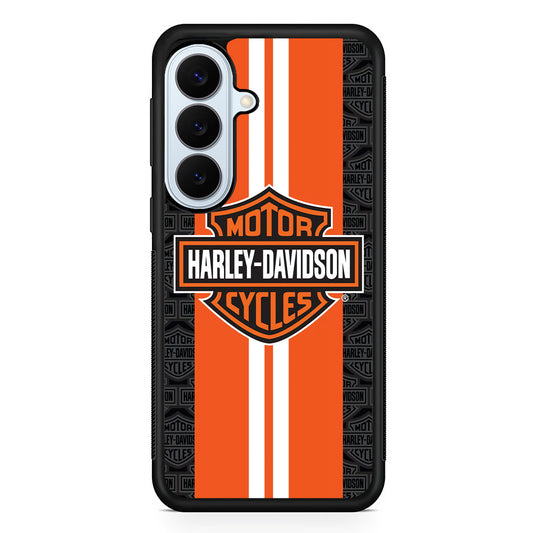 Harley Davidson White Striped Orange Samsung Galaxy S26 Plus Case | Lightweight Protective Phone Cover