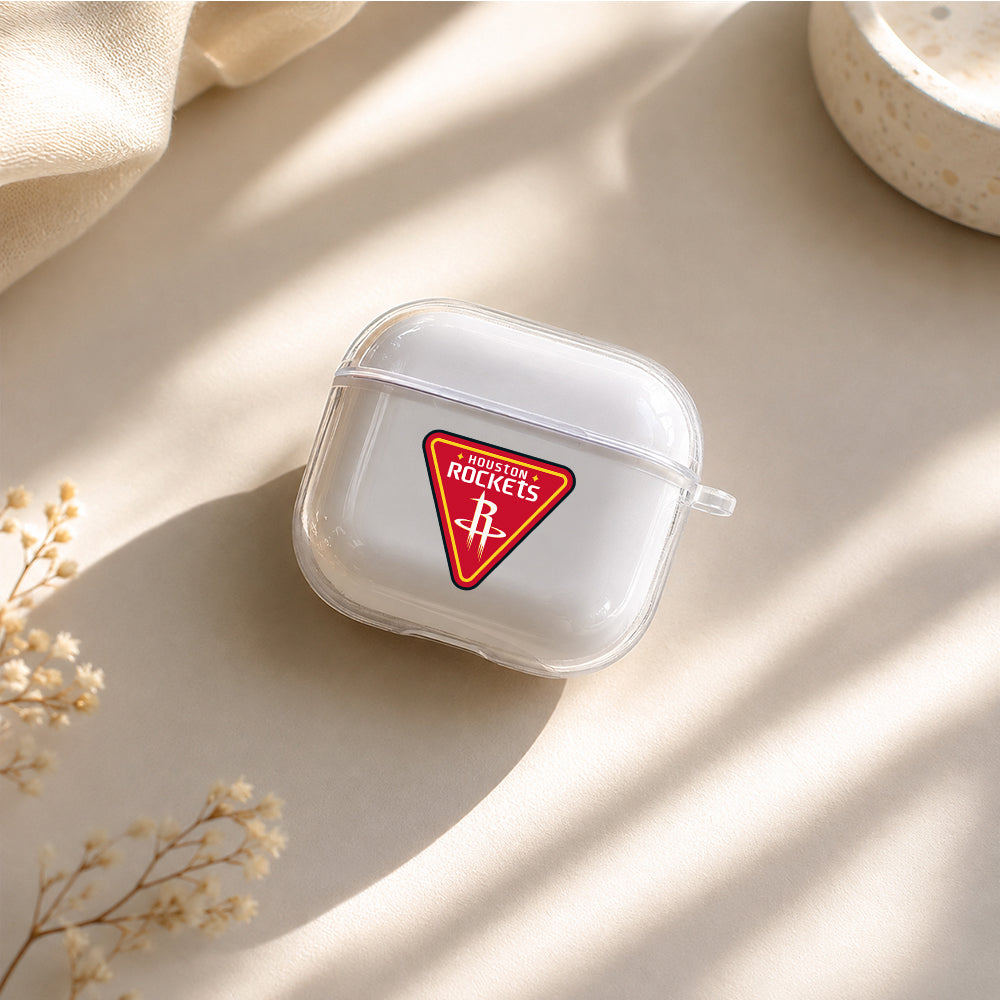 NBA Houston Rockets Logo Protective Apple Airpods 4 Clear Case - Durable Clear Protection