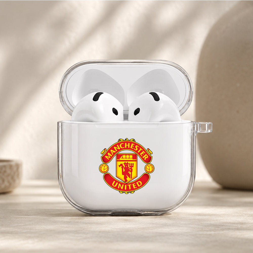 Manchester United Football Logo Protective Apple Airpods 4 Clear Case - Durable Clear Protection