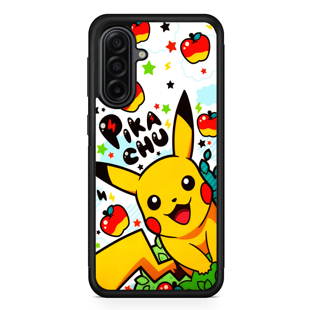 Cute Pikachu and Apple Samsung Galaxy A17 Case | Durable Rubber Samsung Galaxy A17 Phone Case
