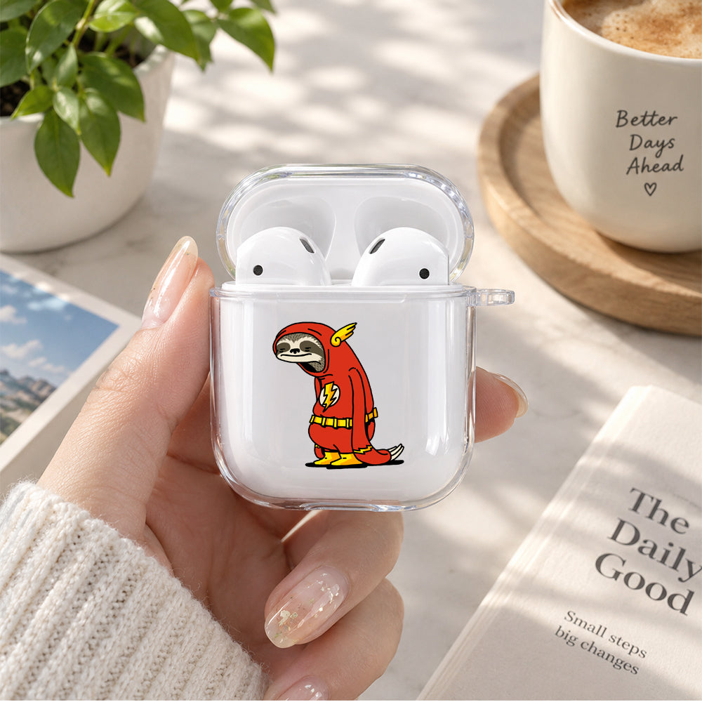 Sloth Flash Protective Clear Case Cover For Apple Airpods | Soft Silicone AirPods 1 / 2 Case | Protective Cover