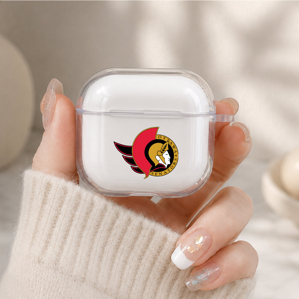 NHL Ottawa Senators Logo Protective Apple Airpods 4 Clear Case - Durable Clear Protection