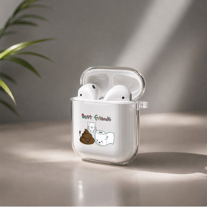 Best Friends Toilet Protective Clear Case Cover For Apple Airpods | Soft Silicone AirPods 1 / 2 Case | Protective Cover