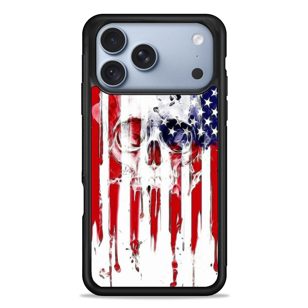 USA Flag Skull iPhone 18 Pro Case - iPhone 18 Pro Silicone Case