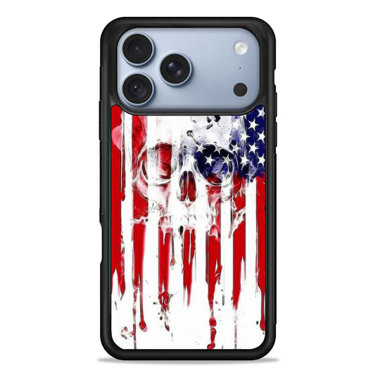 USA Flag Skull iPhone 18 Pro Case - iPhone 18 Pro Silicone Case