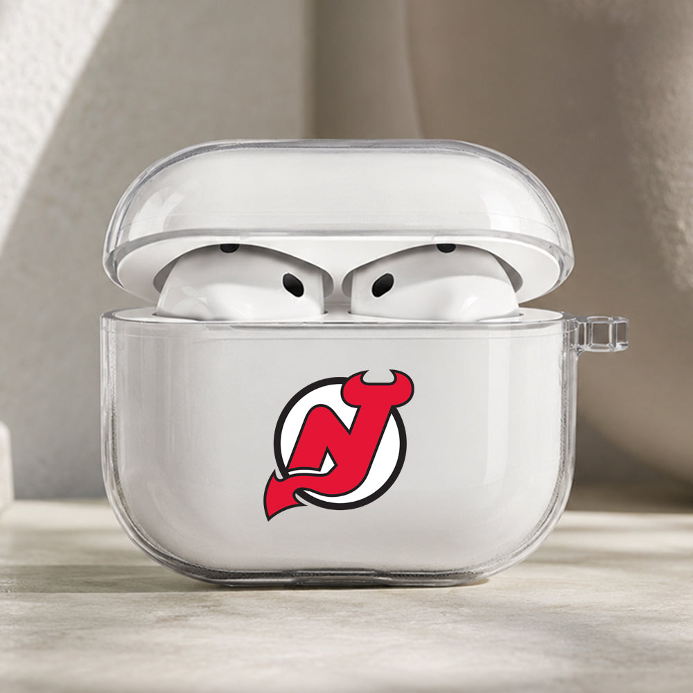 NHL New Jersey Devils Symbol Protective Apple AirPods Pro 3 Clear Case | Shockproof Cover