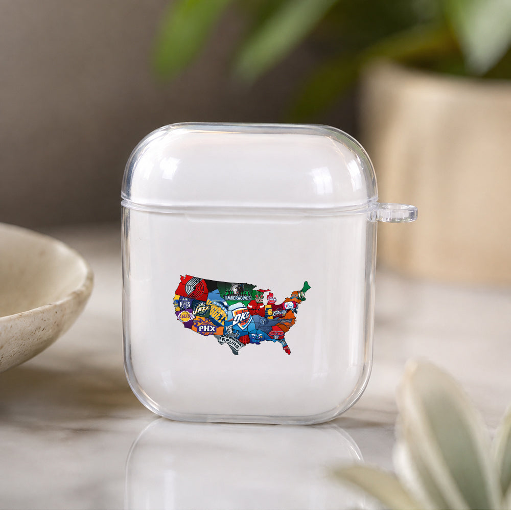 Map of NBA Protective Clear Case Cover For Apple Airpods | Soft Silicone AirPods 1 / 2 Case | Protective Cover