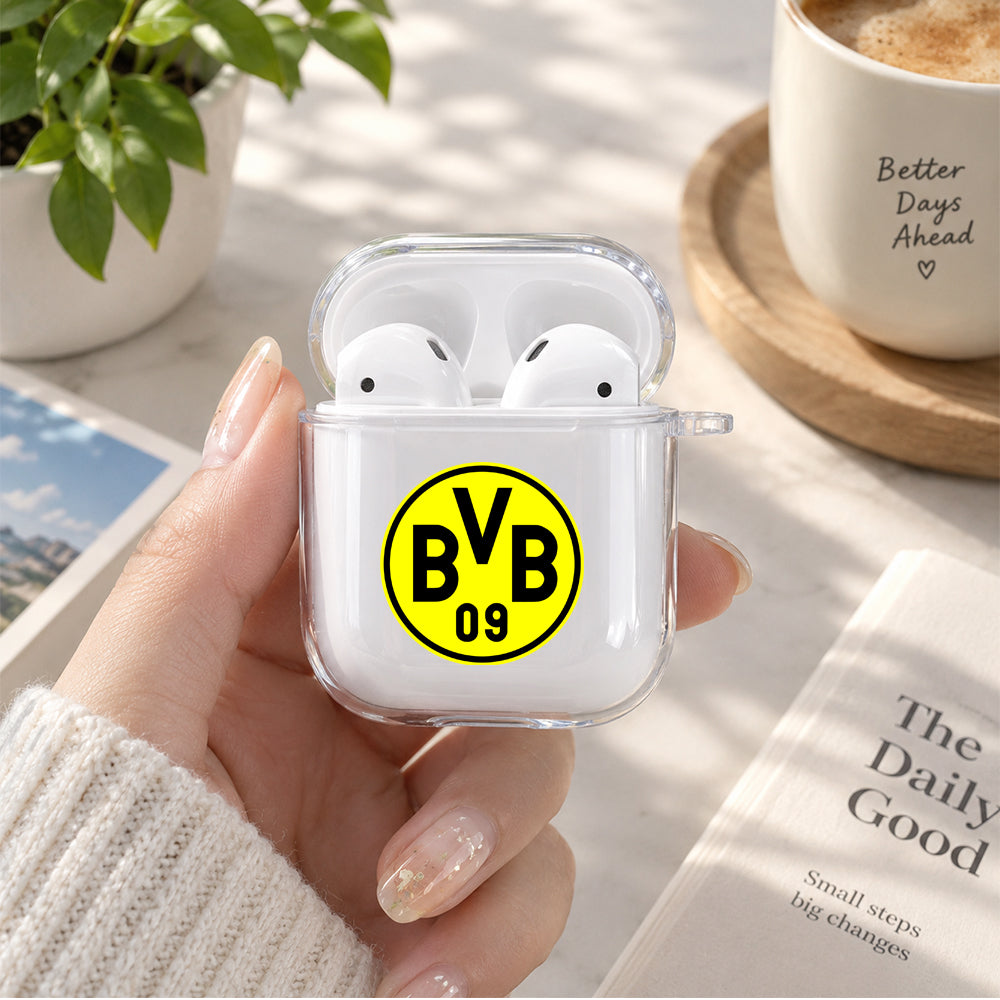 Borussia Dortmund Logo Protective Clear Case Cover For Apple Airpods | Soft Silicone AirPods 1 / 2 Case | Protective Cover