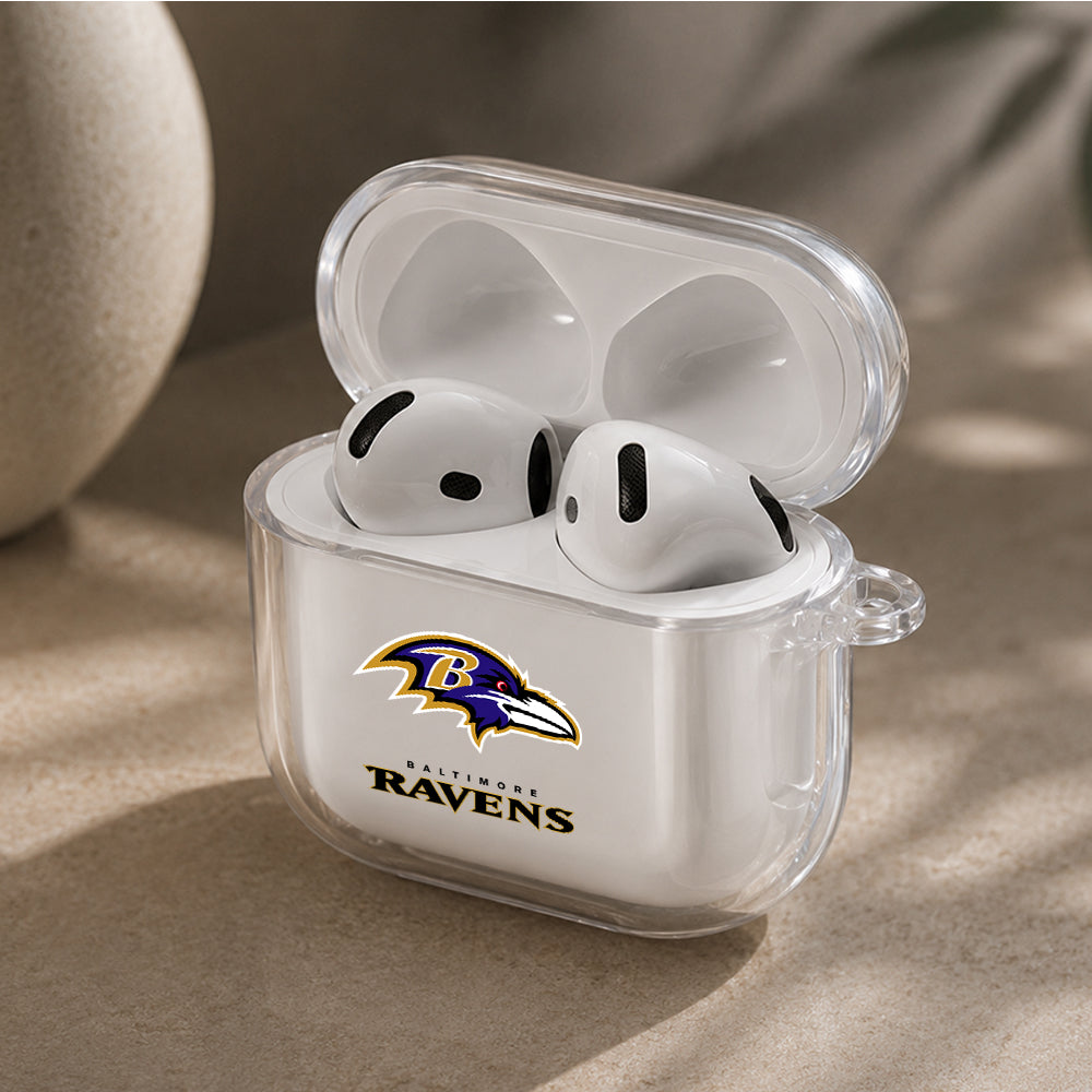 NFL Baltimore Ravens Logo Protective Apple Airpods 4 Clear Case - Durable Clear Protection