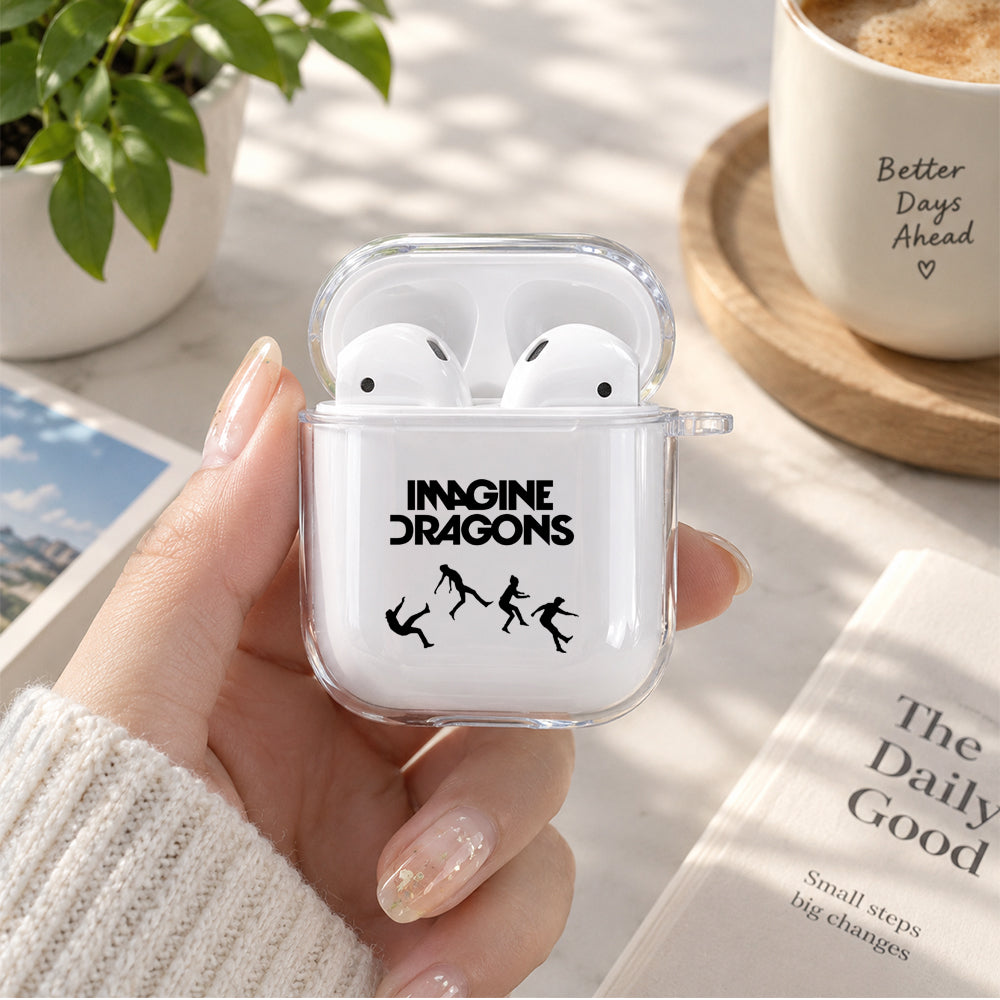 Imagine Dragons Silhouette Figures Protective Clear Case Cover For Apple Airpods | Soft Silicone AirPods 1 / 2 Case | Protective Cover