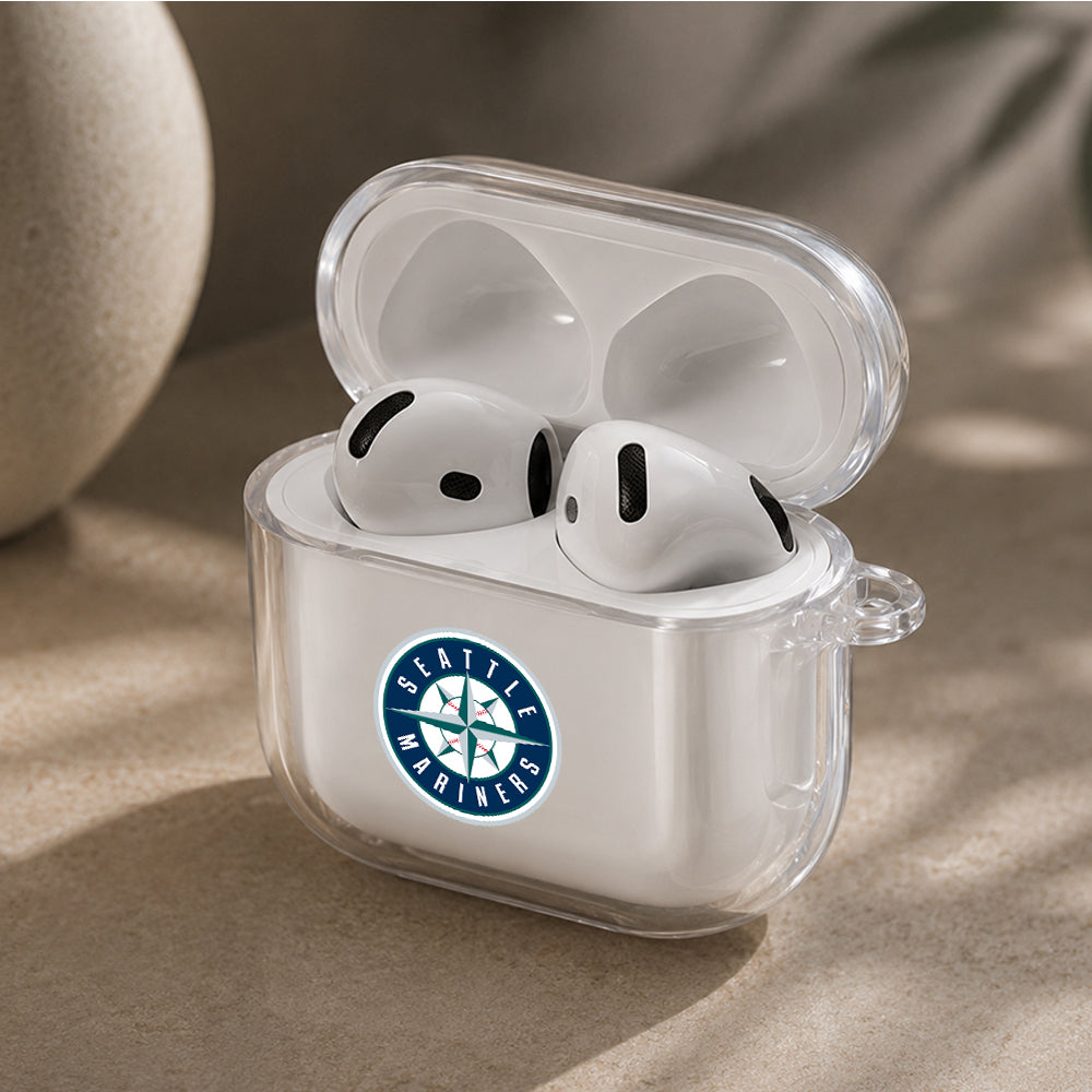 MLB Seattle Mariners Logo Protective Apple Airpods 4 Clear Case - Durable Clear Protection