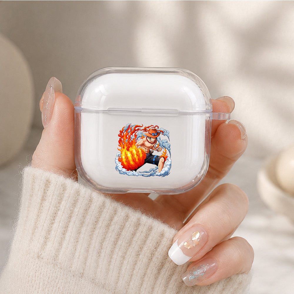 Portgas Ace Fire Fist Protective Apple Airpods 4 Clear Case - Durable Clear Protection