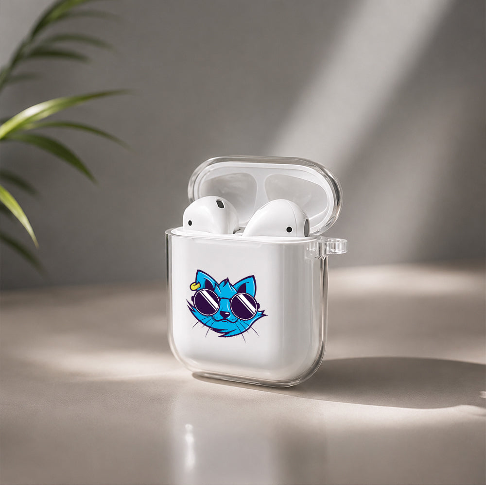 Cat Hype Face Protective Clear Case Cover For Apple Airpods | Soft Silicone AirPods 1 / 2 Case | Protective Cover