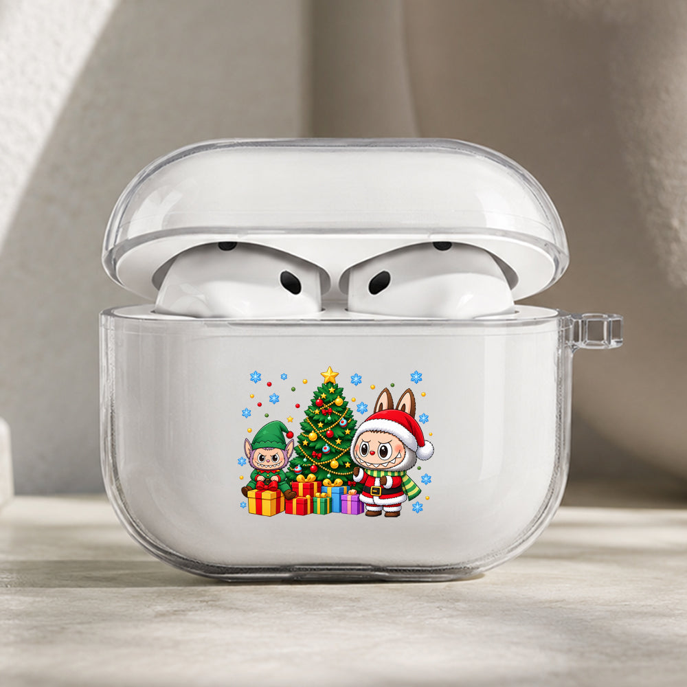 Labubu and Tycoco Christmas Protective Apple AirPods Pro 3 Clear Case | Shockproof Cover