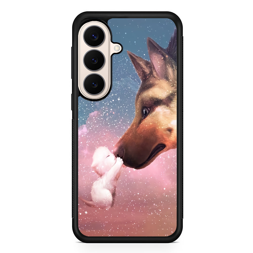 Cute Cat Kiss Dog Samsung Galaxy S26 Case | Durable Protective Rubber Cover