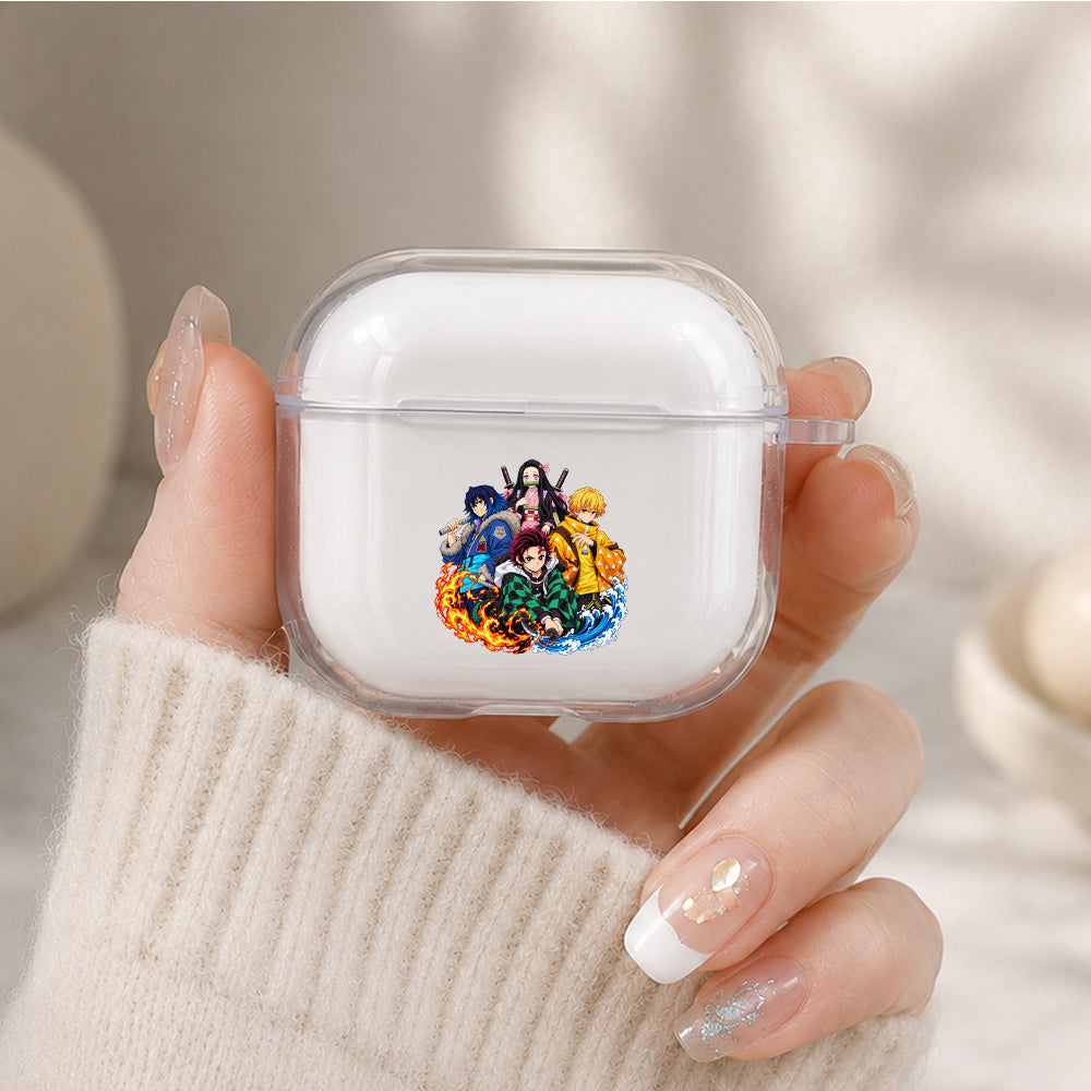 Demon Slayer Streetwear Squad Protective Apple Airpods 4 Clear Case - Durable Clear Protection