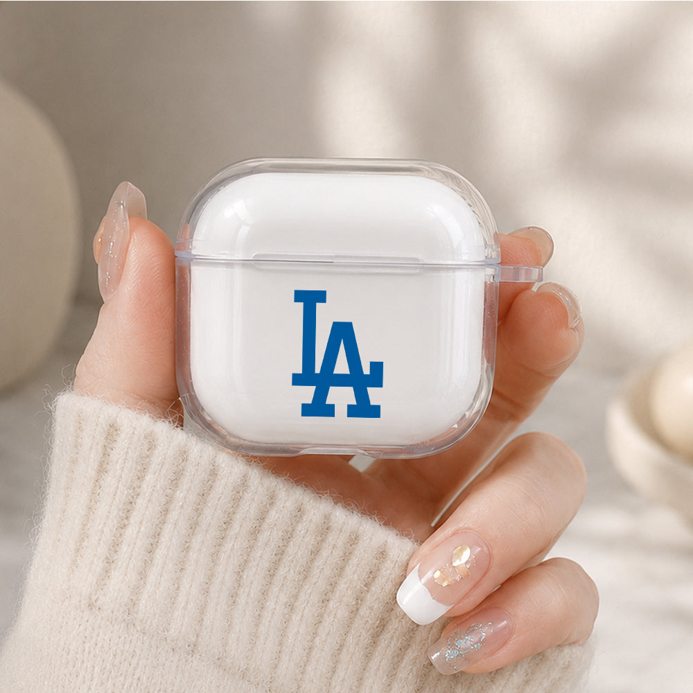 MLB Los Angeles Dodgers Logo Protective Apple Airpods 4 Clear Case - Durable Clear Protection