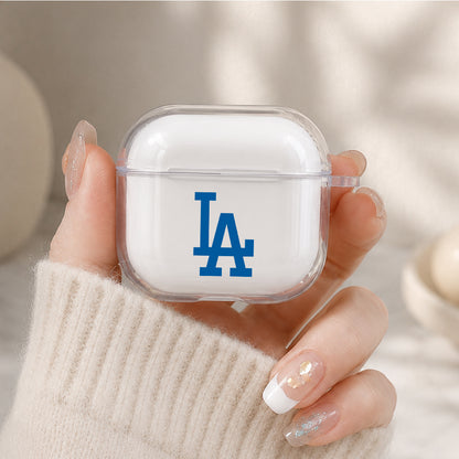 MLB Los Angeles Dodgers Logo Protective Apple Airpods 4 Clear Case - Durable Clear Protection