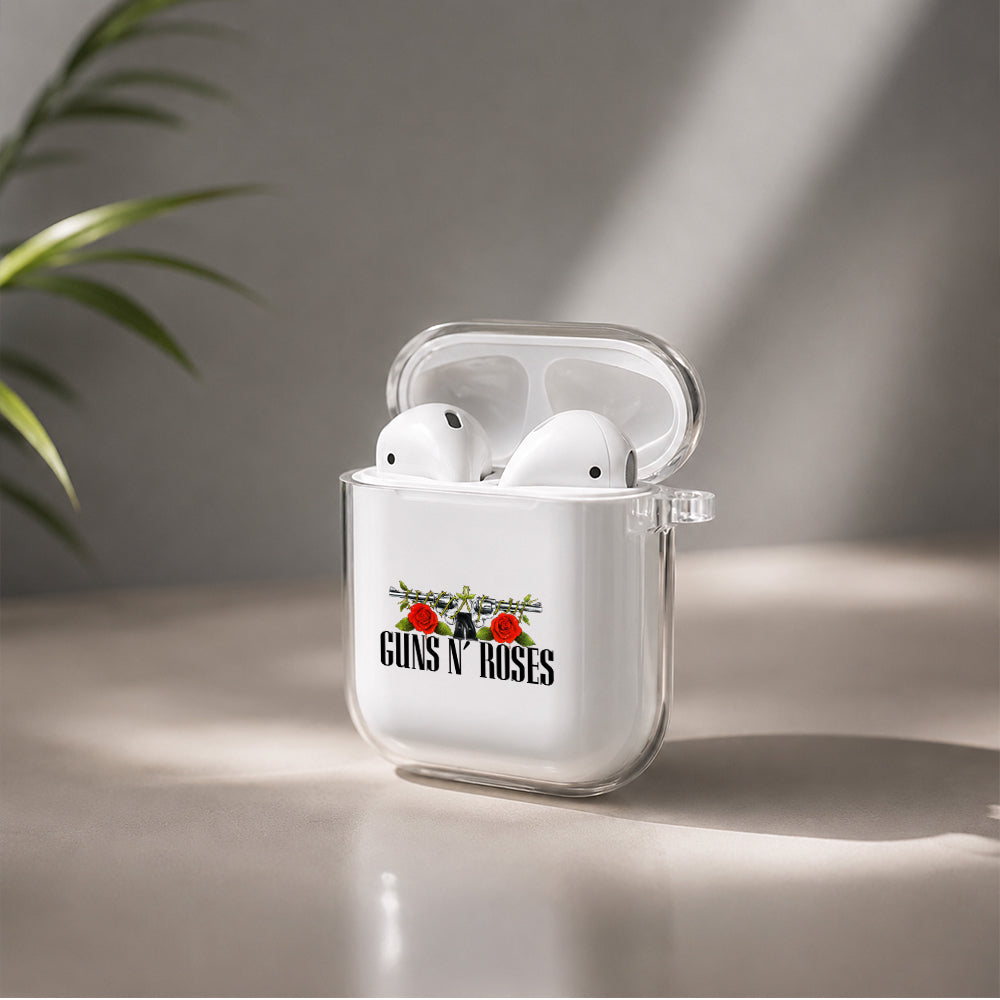 Guns N' Roses Band Logo Protective Clear Case Cover For Apple Airpods | Soft Silicone AirPods 1 / 2 Case | Protective Cover