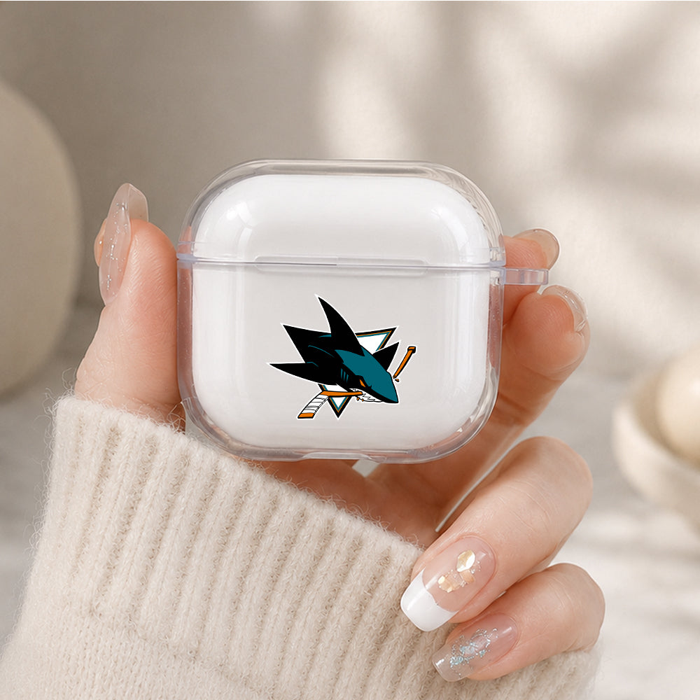 NHL San Jose Sharks Logo Protective Apple Airpods 4 Clear Case - Durable Clear Protection