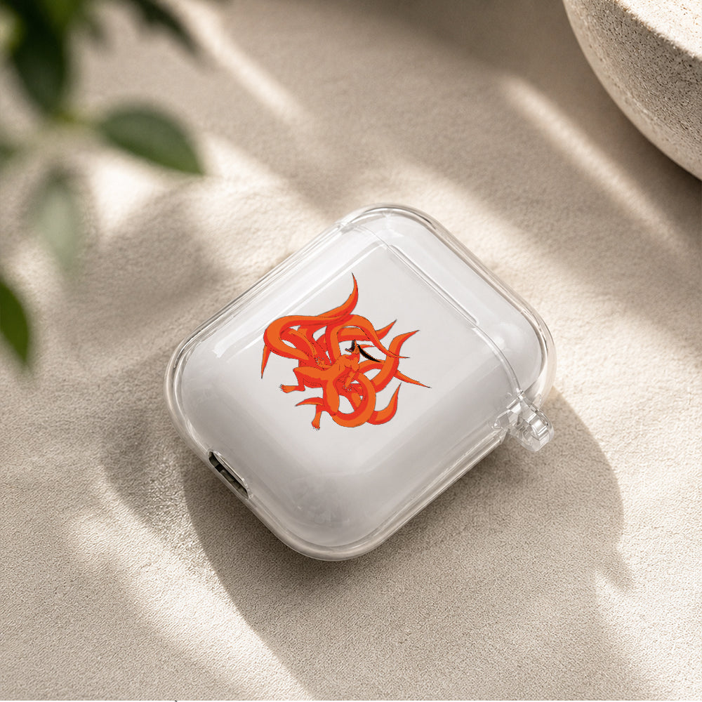 Kurama Naruto Uzumaki Protective Clear Case Cover For Apple Airpods | Soft Silicone AirPods 1 / 2 Case | Protective Cover