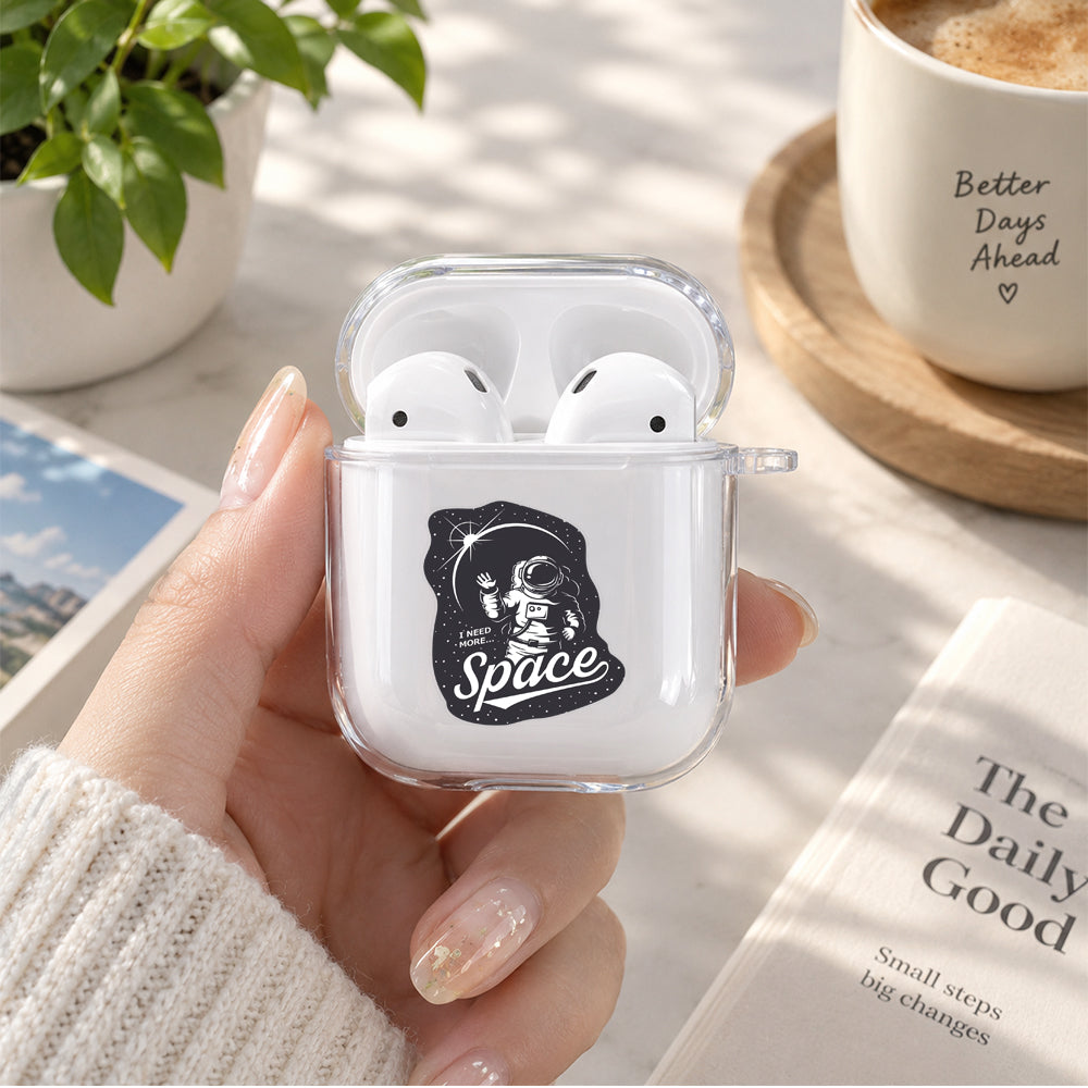 I Need More Space Protective Clear Case Cover For Apple Airpods | Soft Silicone AirPods 1 / 2 Case | Protective Cover