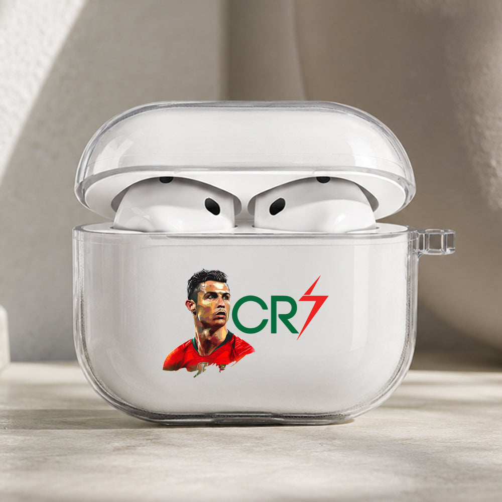 Cristiano Ronaldo CR7 Emblem Protective Apple AirPods Pro 3 Clear Case | Shockproof Cover