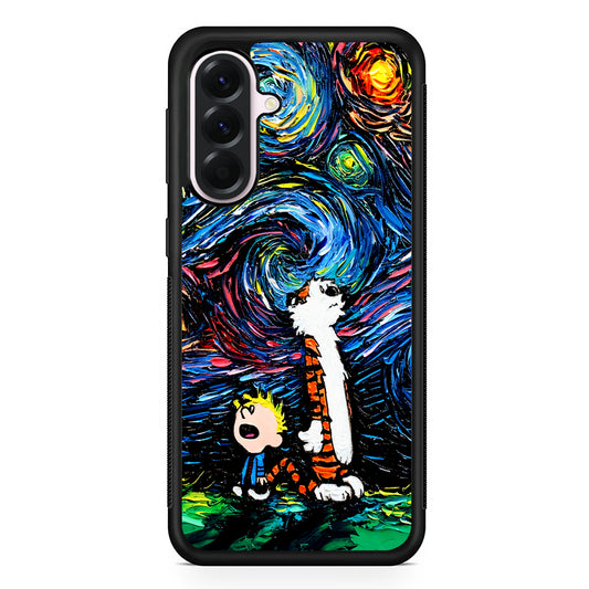 Calvin and Hobbes Starry Night Samsung Galaxy A56 Case | Samsung Galaxy A56 Protective Rubber Case