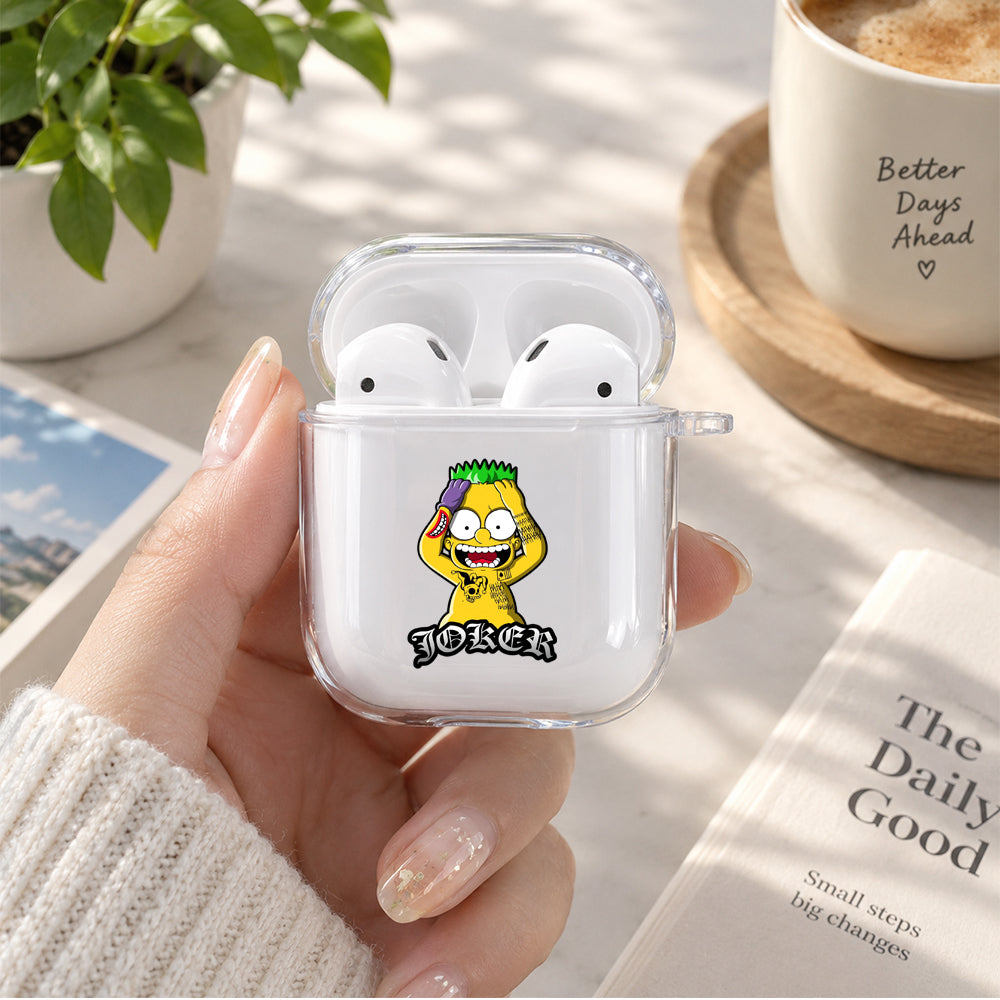 Bart Simpson Joker Protective Clear Case Cover For Apple Airpods | Soft Silicone AirPods 1 / 2 Case | Protective Cover