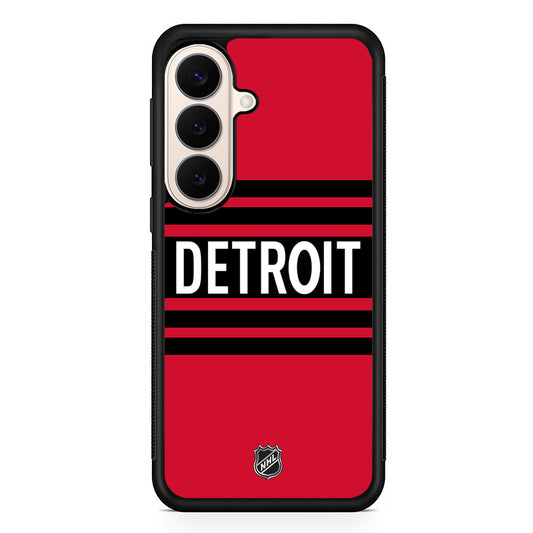 NHL Detroit Red Wings Red Black Samsung Galaxy S26 Case | Durable Protective Rubber Cover