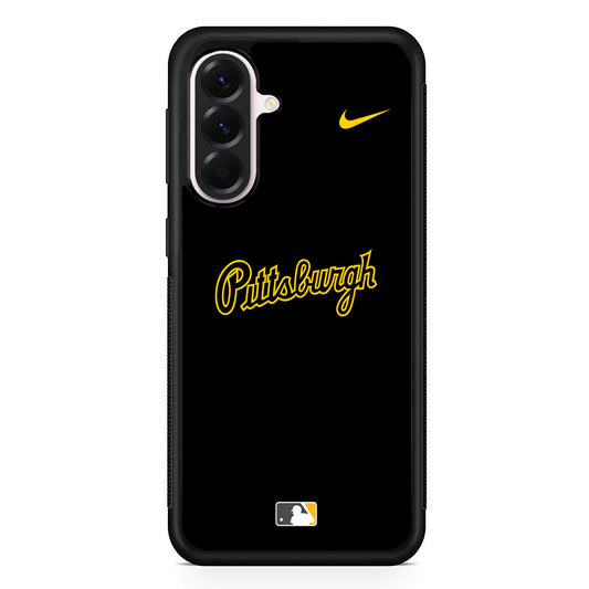 MLB Pittsburgh Pirates Black Nike Samsung Galaxy A56 Case | Samsung Galaxy A56 Protective Rubber Case