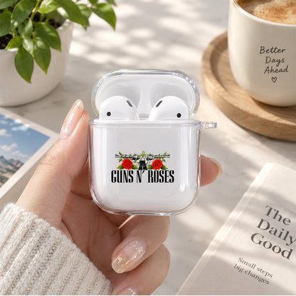 Guns N' Roses Band Logo Protective Clear Case Cover For Apple Airpods | Soft Silicone AirPods 1 / 2 Case | Protective Cover