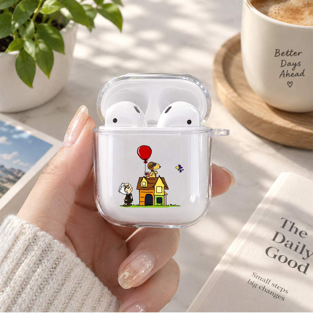 Snoopy X Up Protective Clear Case Cover For Apple Airpods | Soft Silicone AirPods 1 / 2 Case | Protective Cover