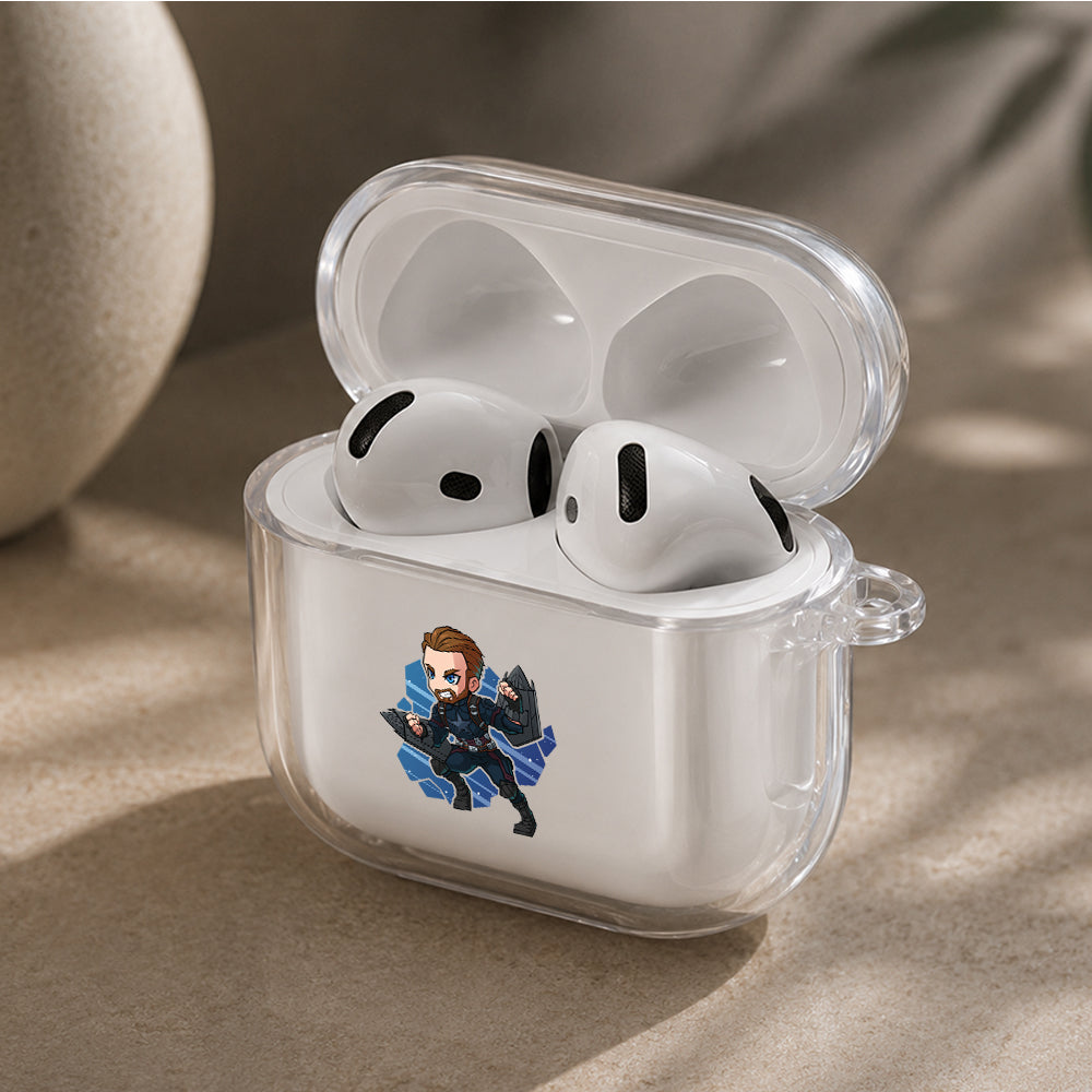 Captain America Chibi Version Protective Apple Airpods 4 Clear Case - Durable Clear Protection