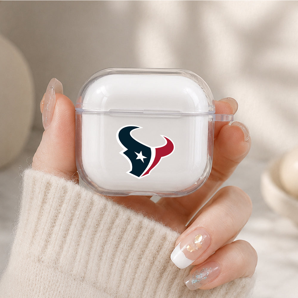 NFL Houston Texans Logo Protective Apple Airpods 4 Clear Case - Durable Clear Protection