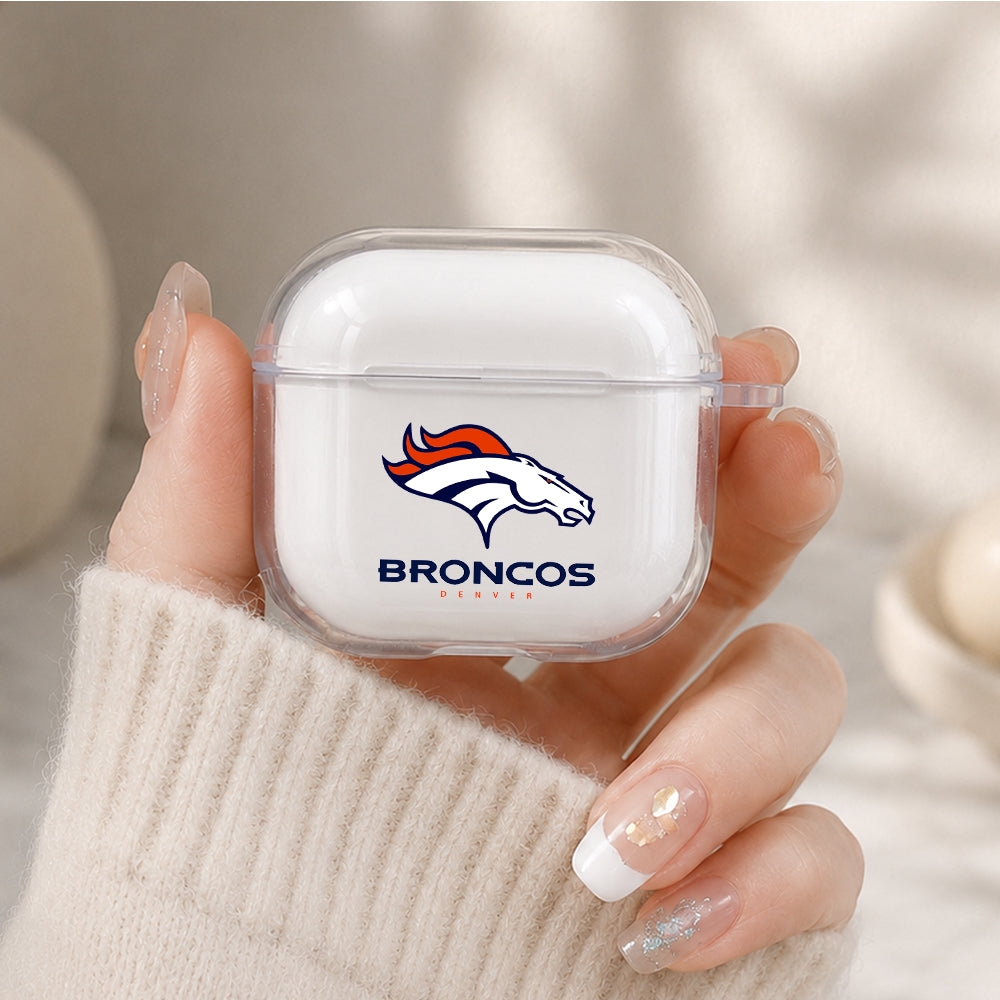 NFL Denver Broncos Logo Protective Apple Airpods 4 Clear Case - Durable Clear Protection