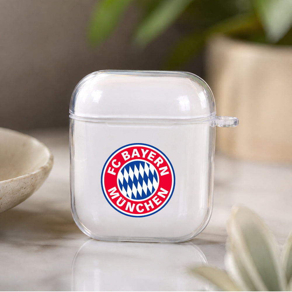 Bayern Munich Logo Protective Clear Case Cover For Apple Airpods | Soft Silicone AirPods 1 / 2 Case | Protective Cover