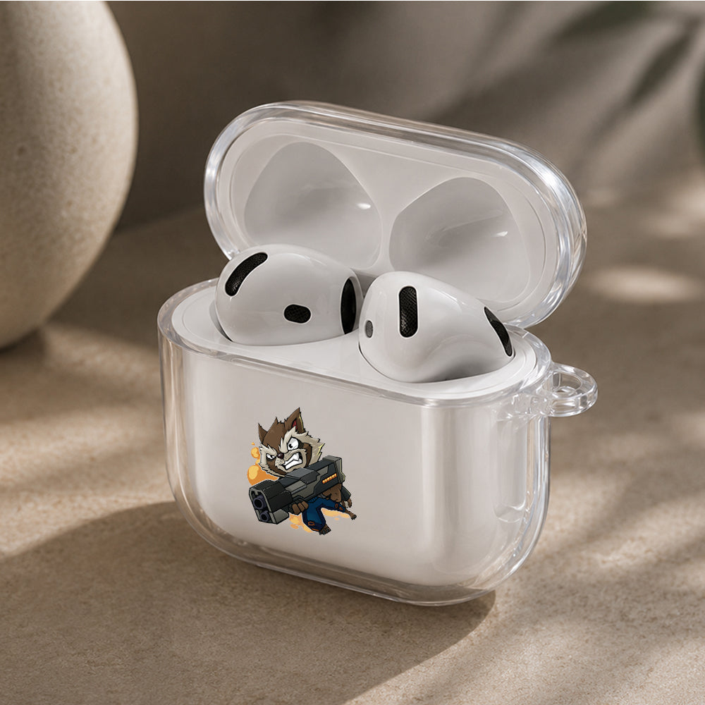 Rocket Raccoon Chibi Version Protective Apple Airpods 4 Clear Case - Durable Clear Protection