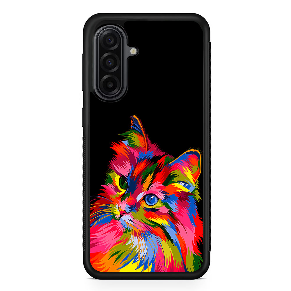 Cat Colorful Art Painting Samsung Galaxy A17 Case | Durable Rubber Samsung Galaxy A17 Phone Case