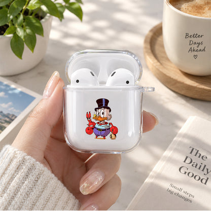 Uncle Gober with Mr Krabs Mask Protective Clear Case Cover For Apple Airpods | Soft Silicone AirPods 1 / 2 Case | Protective Cover