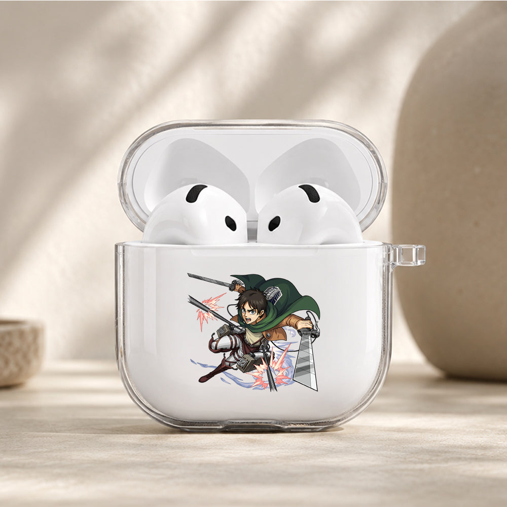 Eren Twin Blades Protective Apple Airpods 4 Clear Case - Durable Clear Protection