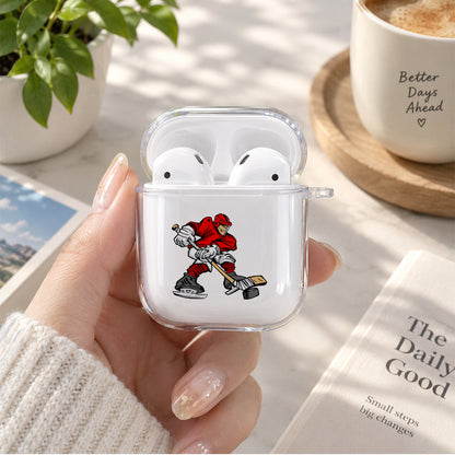 Playing Ice Hockey Protective Clear Case Cover For Apple Airpods | Soft Silicone AirPods 1 / 2 Case | Protective Cover