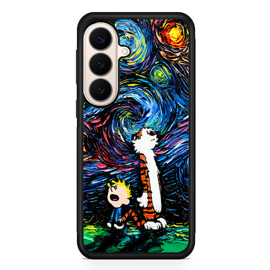 Calvin and Hobbes Starry Night Samsung Galaxy S26 Case | Durable Protective Rubber Cover